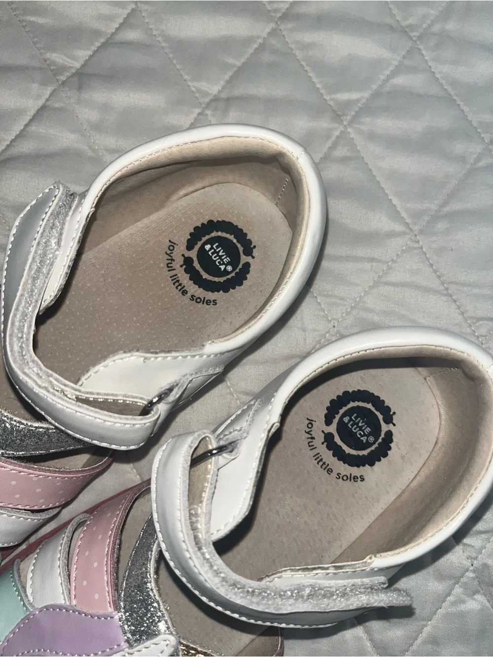 Livie & Luca Girls' Unicorn Silver Pink Mint Purple Sandals size 2 youth